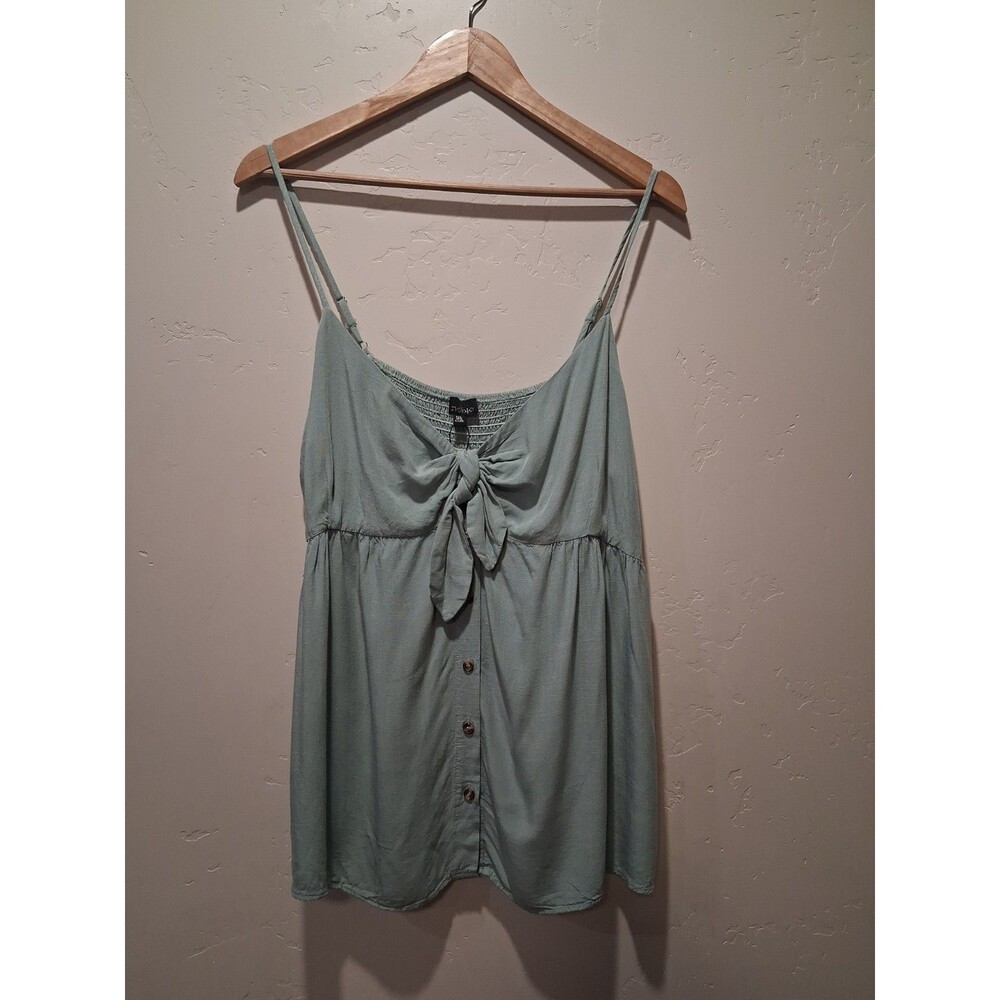 Zenobia Womens 3XL Light Sage Green Spaghetti Straps Smock Back Tie Buttons Boho